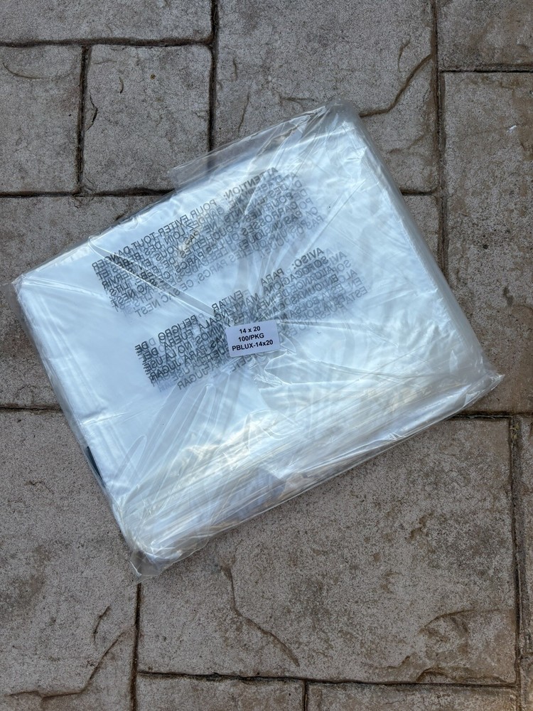 14”x 20” 100 pcs Poly Plastic Bags Suffocation Warning Clear Merchandise Amazon