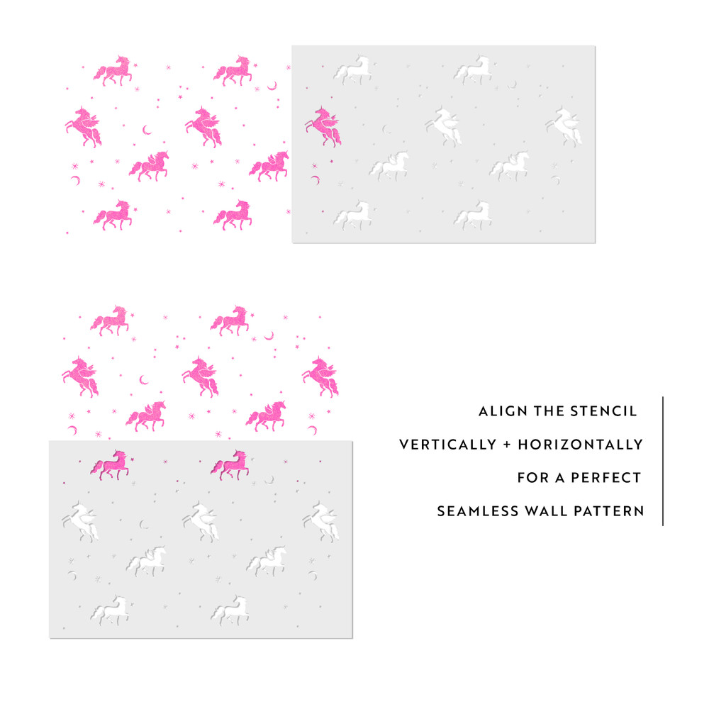 Magical Unicorn Pattern Wall Stencil - Durable & Reusable Mylar Stencils