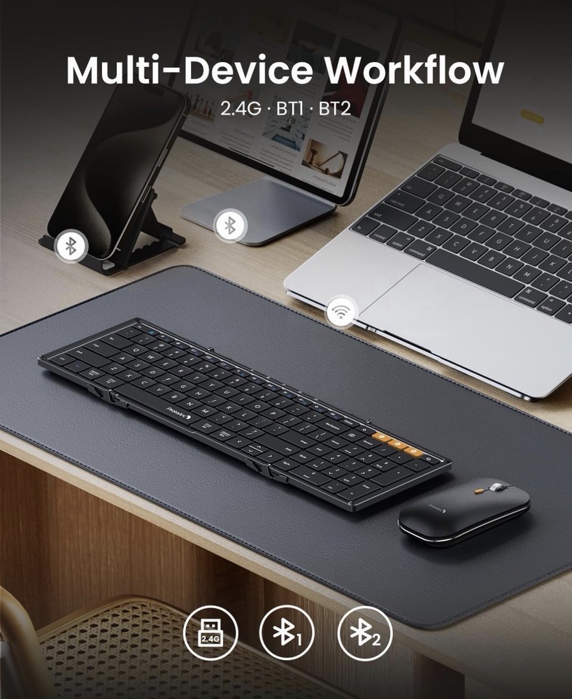 ProtoArc Foldable Keyboard and Mouse, XKM01 True Full-Size Folding