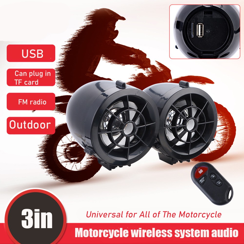 Motorcycle Bluetooth Speakers with Remote Control USB FM Waterproof MP3 Speaker
