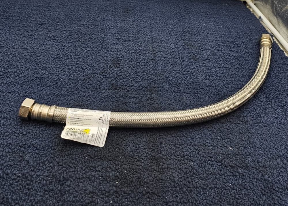 (QTY 2) Fluidmaster PRO1H24: 3/4" FIPxFIP 24" SS Braided Water Heater Connector