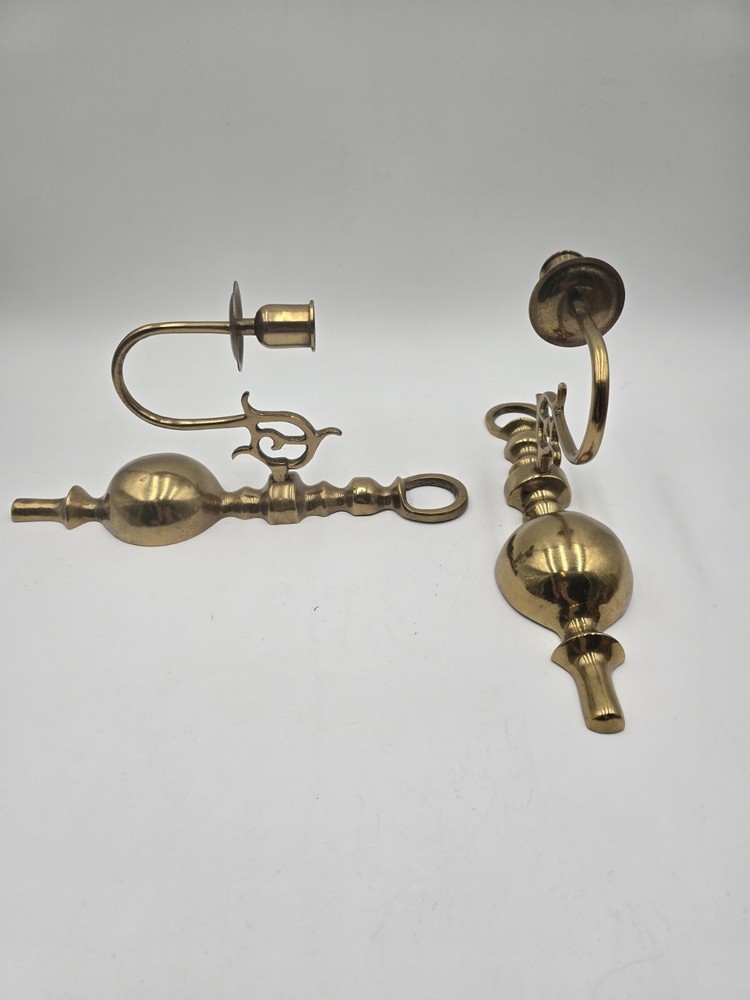 Pair Brass Wall Sconce Candle Holder Made In Korea