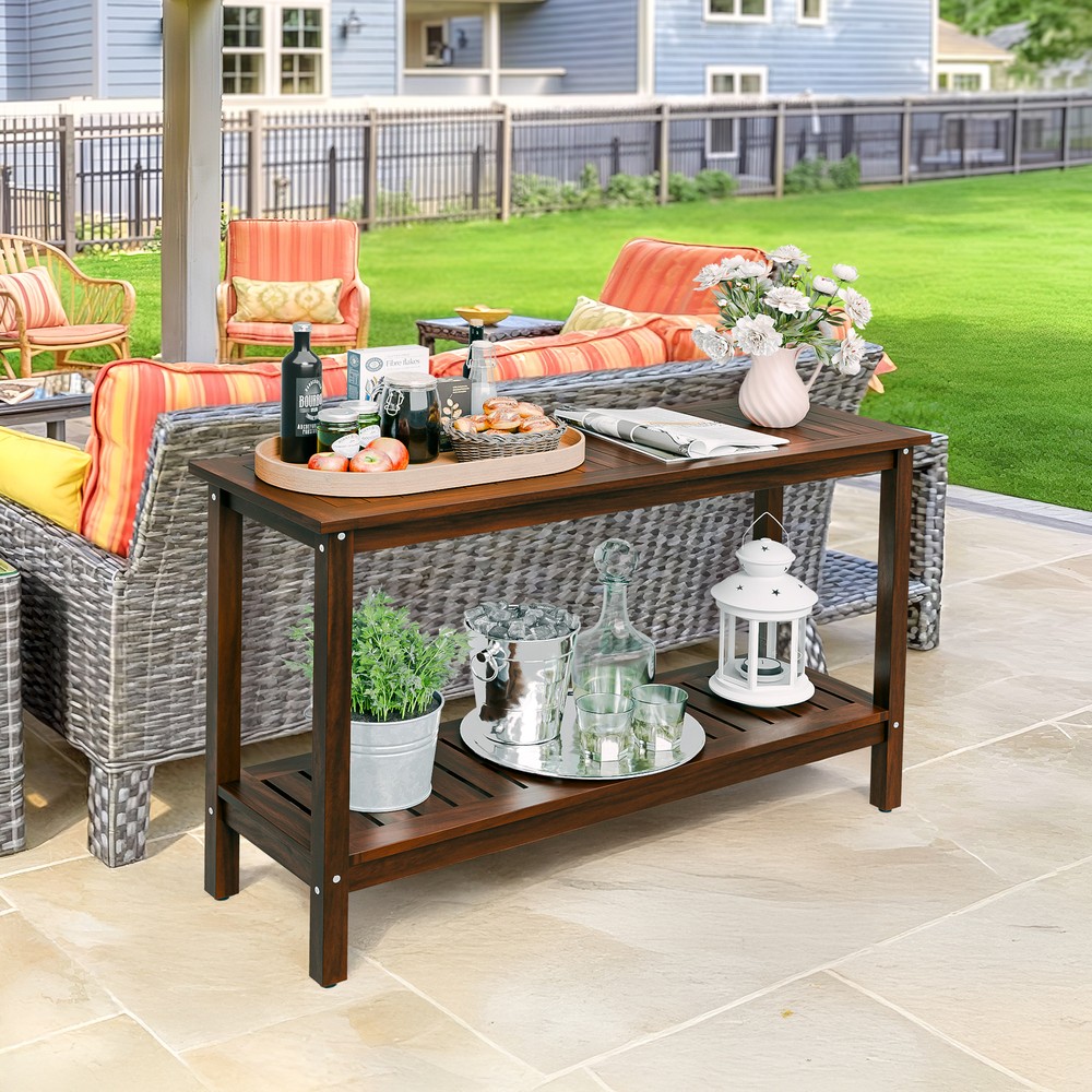 48" Console Table Multiuse Buffet Bar Storage Organizer with Foot Slider Coffee