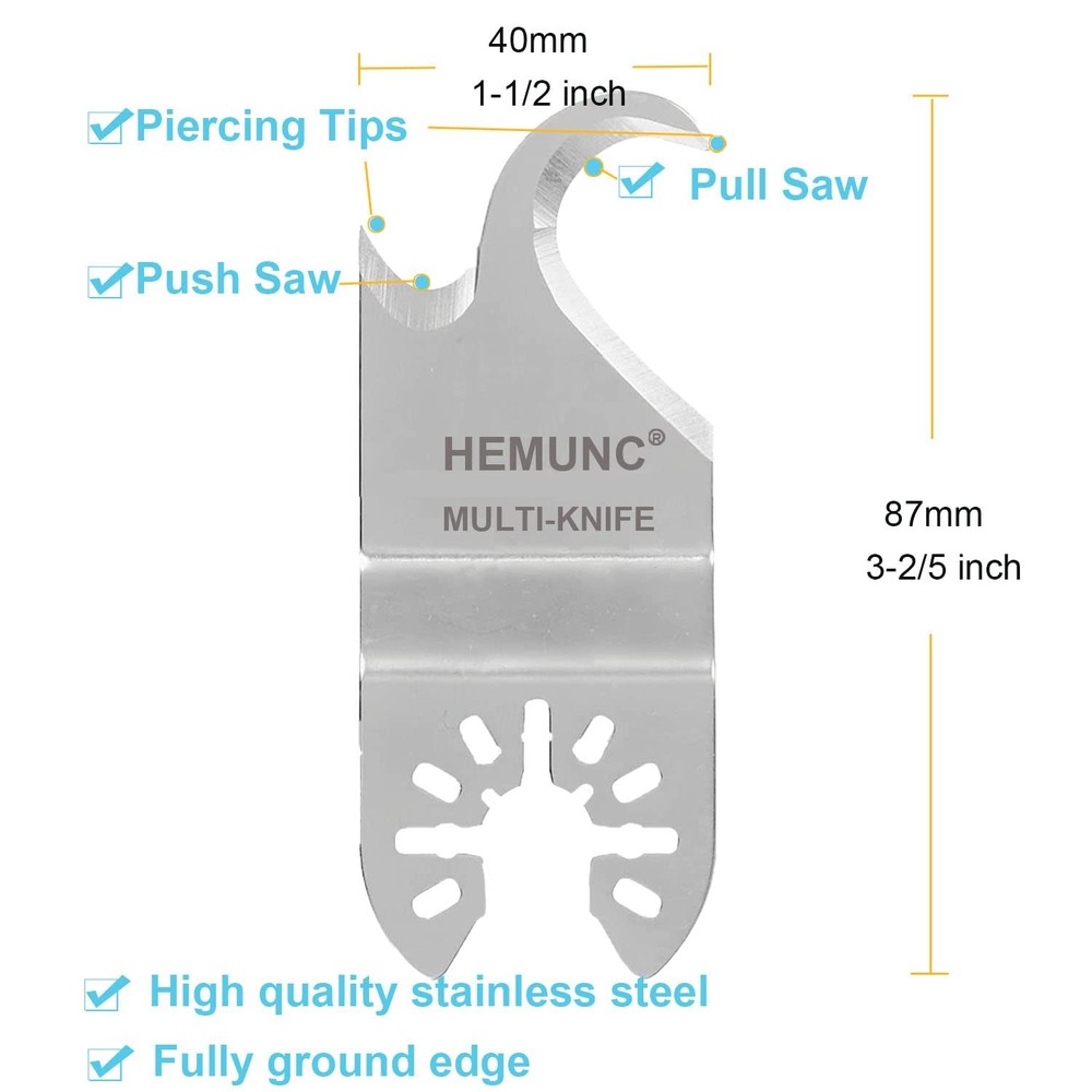 HEMUNC 3PCS Oscillating Multitool Saw Blades, Multi 3PCS, Silver