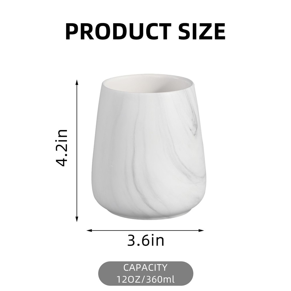 Marble White Toothbrush Holder for Bathroom - Ceramic Tooth Brushing Holders,...