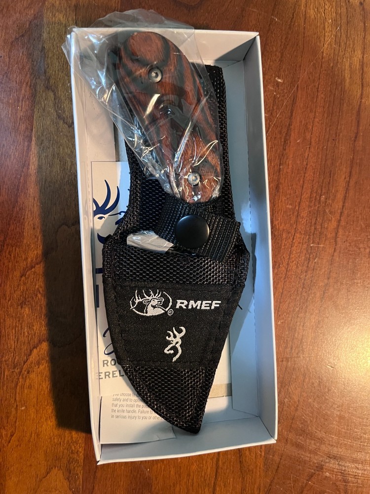 RMEF BROWNING MODEL 087 FIXED BLADE KNIFE W/SHEATH