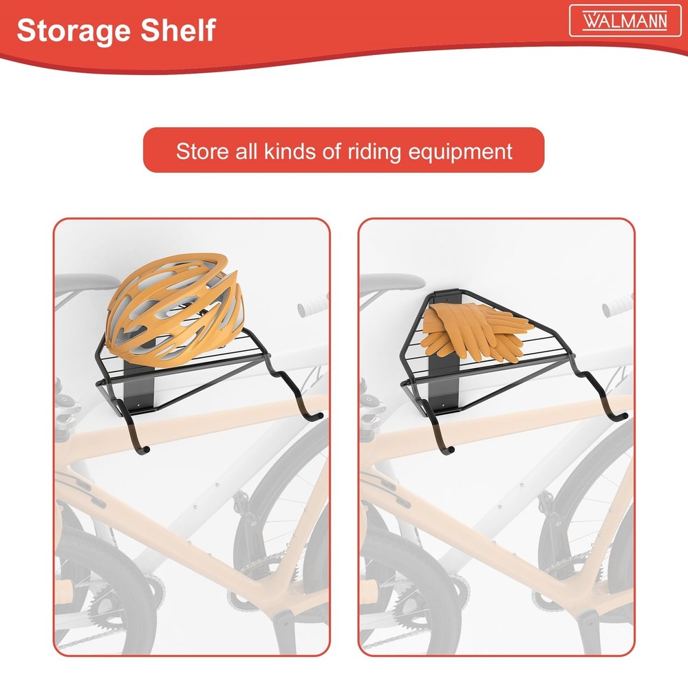 Wall Mounted Horizontal Bike Rack, Foldable Space Saving Bicycle Storage Solu...