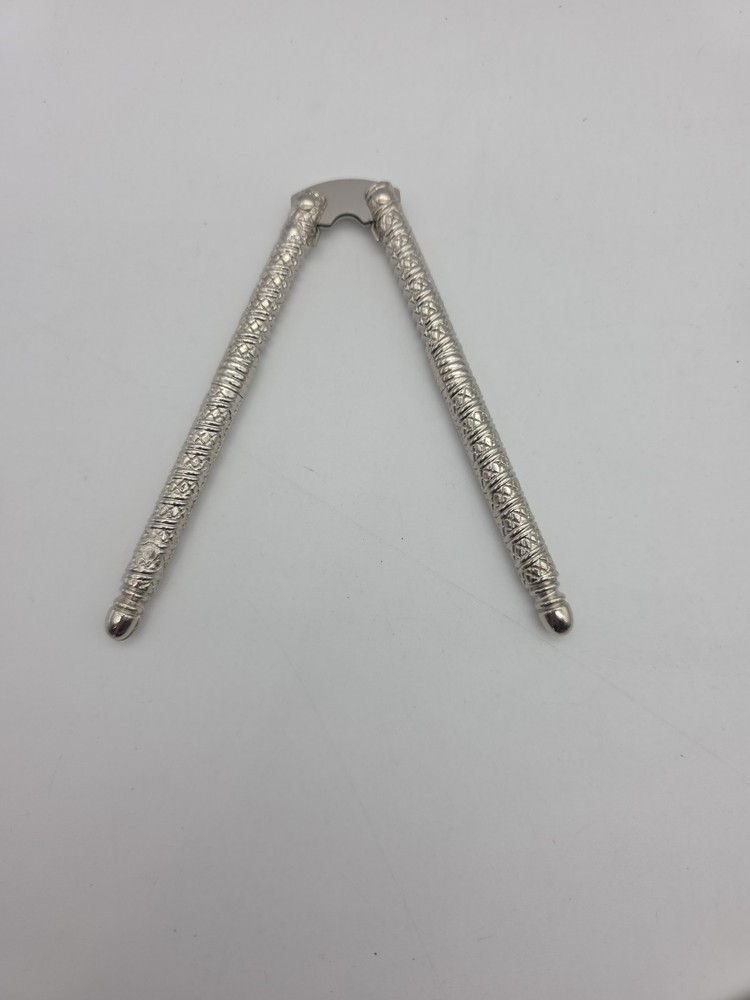 Silver Nutcracker Antique Italian Herringbone Pattern Vintage