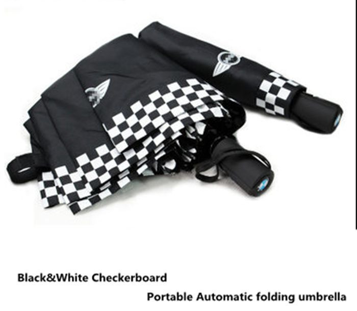 For Mini Cooper Portable Automatic Folding Umbrella Umbrellas Checkered Style