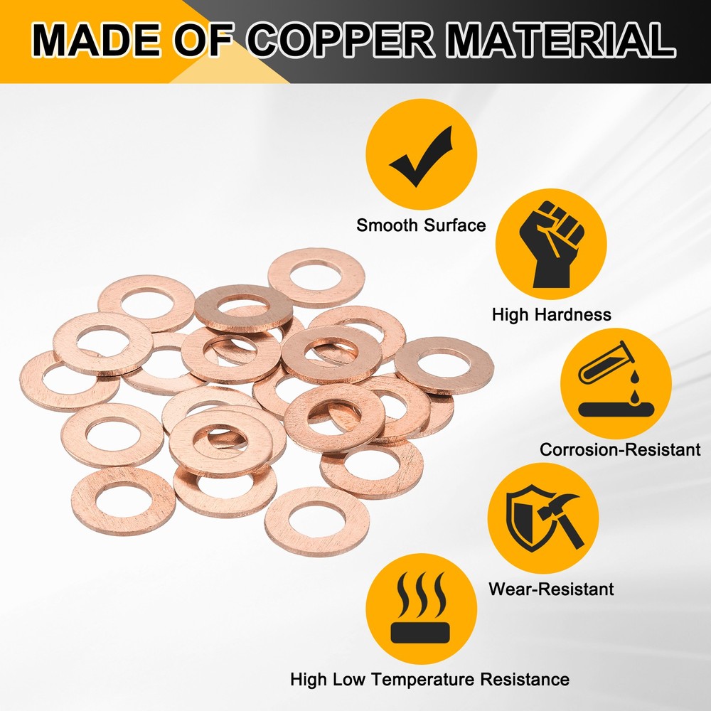 14pcs Copper Flat Washers M8x16x1mm Sealing Ring Plug Gaskets