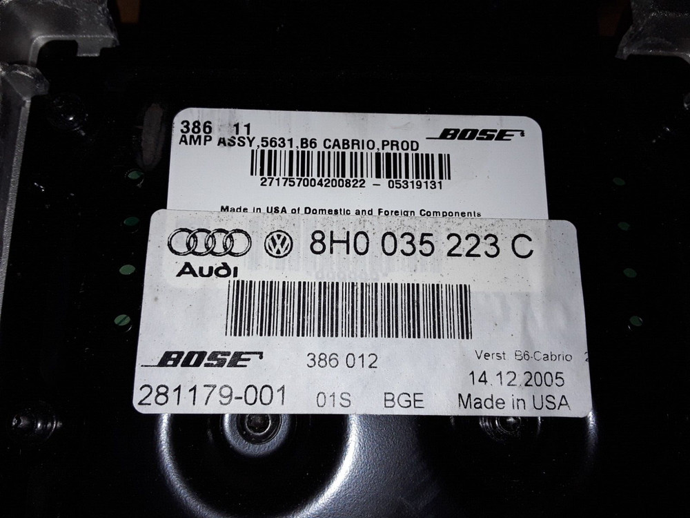 Audi A4 Cabriolet 2004 Bose Amplifier.