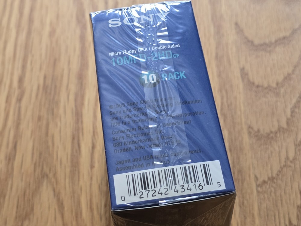Sony 10MFD-2HDcf 3.5" Double Sided Diskettes IBM Compatible 10 Pack New Sealed