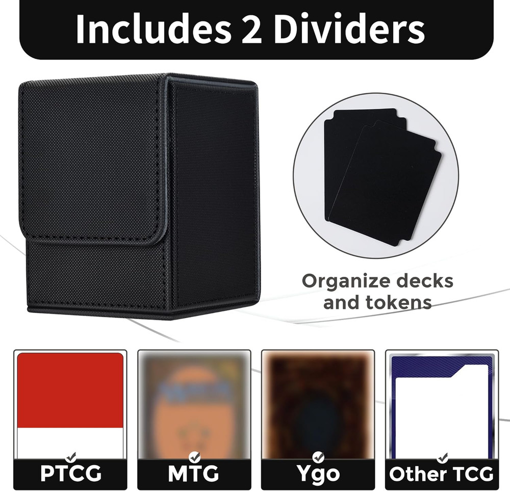 MTG Deck Box with 2 Dividers, Large Capacity Commander Deck Box Fits 100+ Double