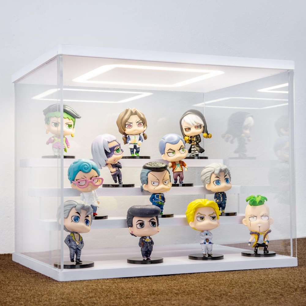 Clear Acrylic Display Case with Light , 4 Tier Display Stand Assembly Dustpro...