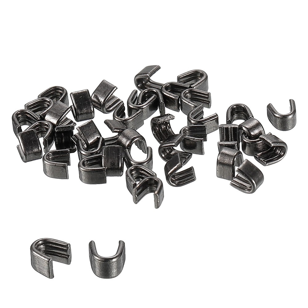 100Pcs #3 U Shape Top Stoppers for Zippers Replacing, Metallic Black