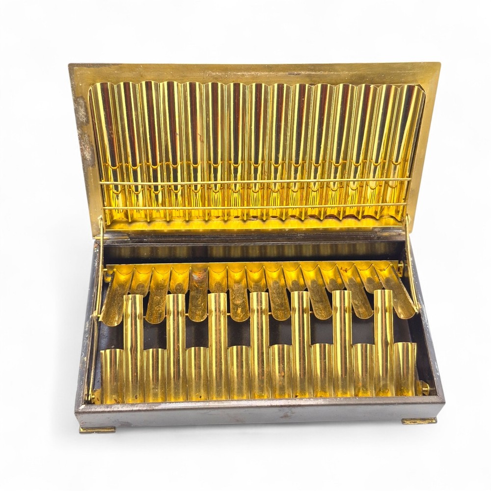Vintage Brass Cigarette Dispenser Case Mcm by Park Sherman