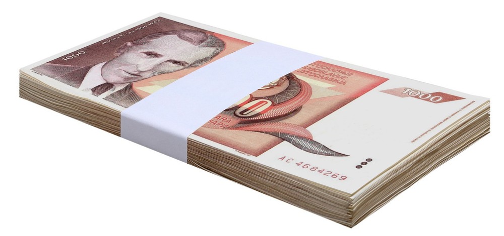 Yugoslavia 1000 Dinara, 1990, P-107, Used X 100 PCS Bundle Pack