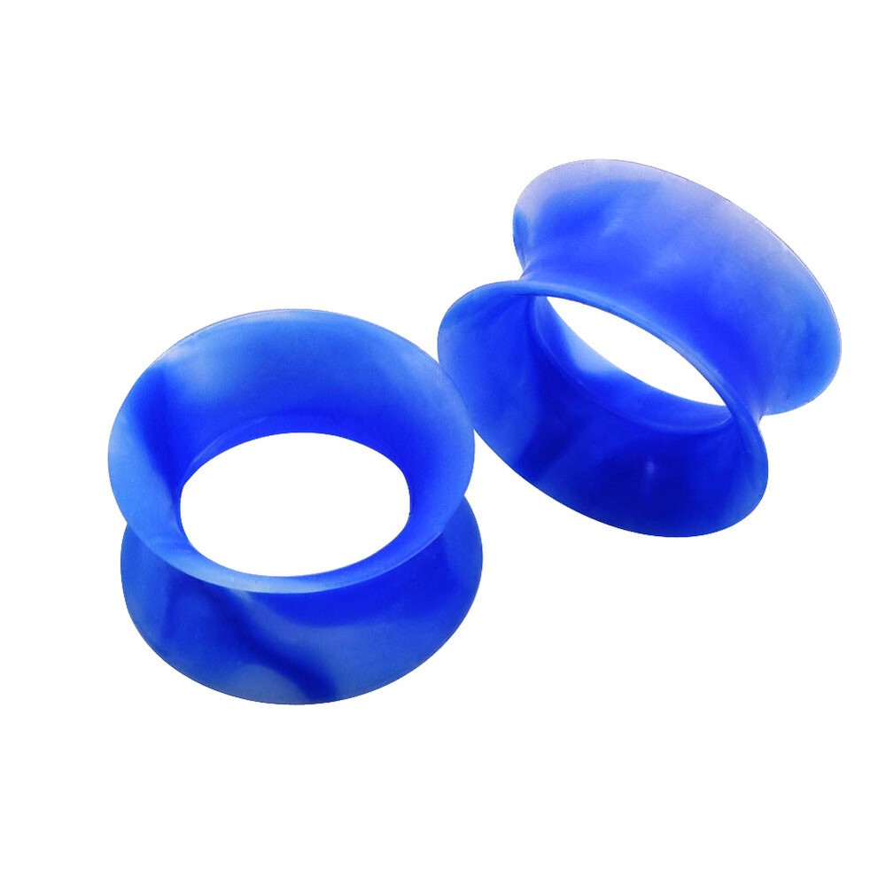 PAIR Soft Thin Silicone Double Flared Ear Tunnels Plugs Gauges Expander 2g-3/4"
