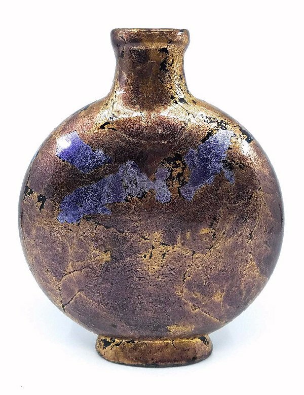 Flat Flask Shaped Decoupage Vase Home Decor 8.5" Tall (Purple)