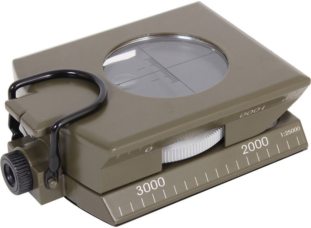 Camping Marching Compass Fluorescent Folding with Ruler Magnifier Level & Case