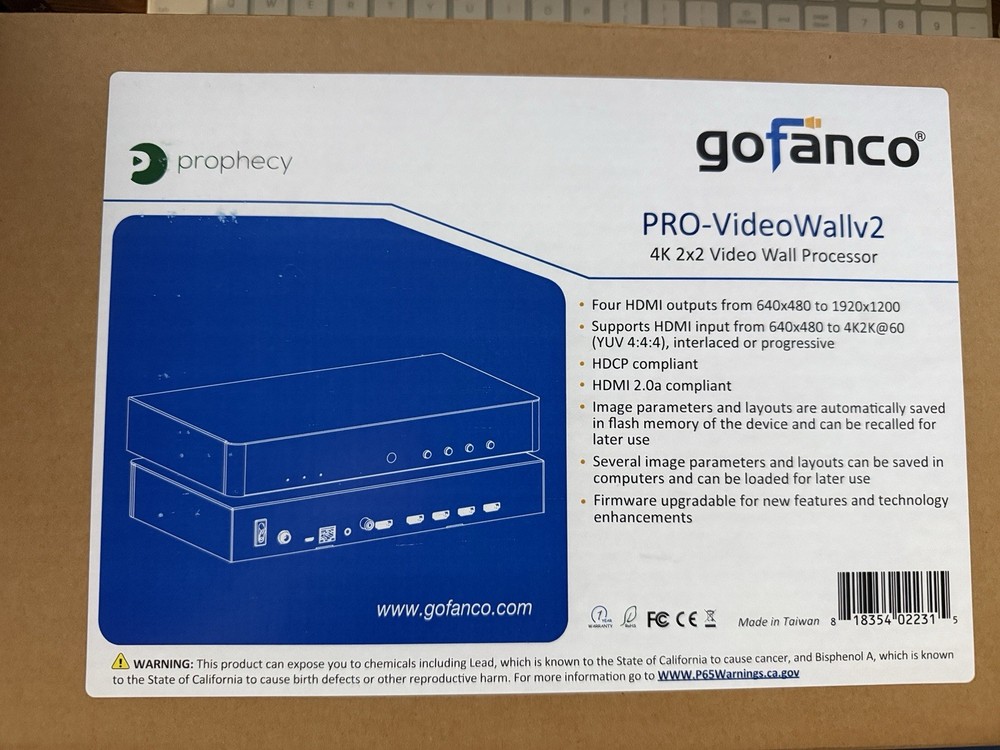 gofanco PRO-VideoWall 4K 1080p HDMI 2x2 Video Wall Processor With Web App