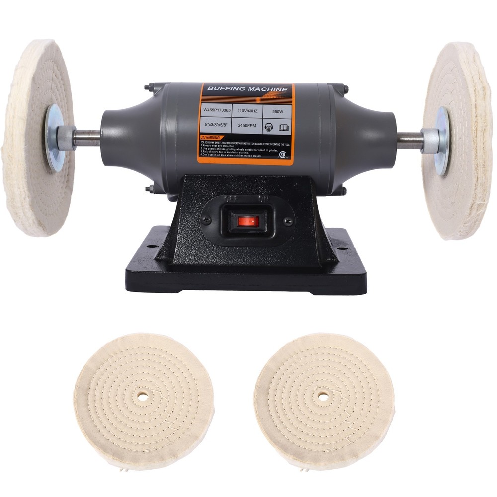 8-Inch Benchtop Buffer Polisher with 4 Thick Wheels, CSA Certified