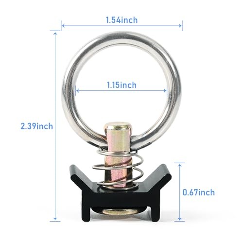 12 Pack L Track Tie Down O Ring Accessories - Black & Silver