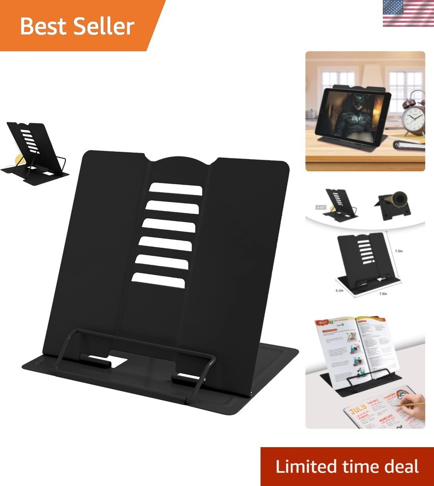 Modern Black Book Holder with Adjustable Positions for Comfortable Reading