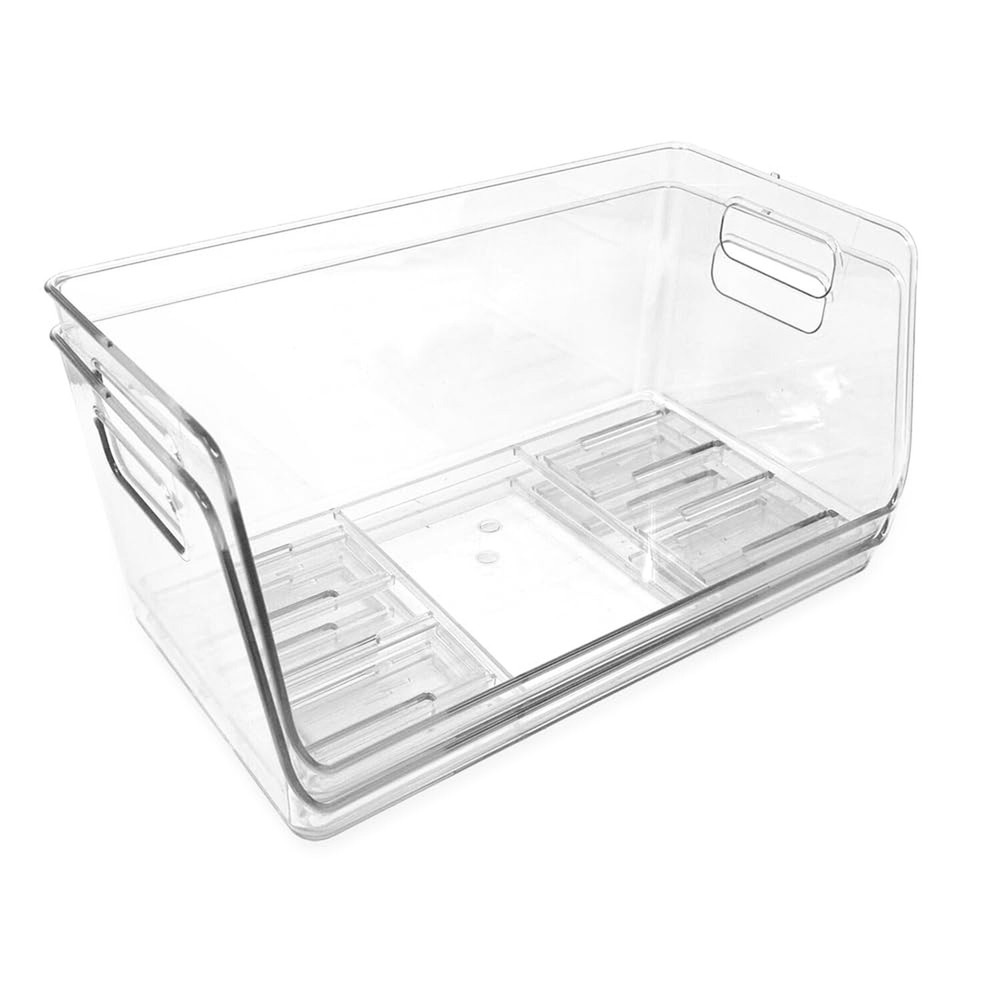 Isaac Jacobs 2-Piece (13" x 7.3" x 6.1") Large Wide Stackable Clear Storage B...