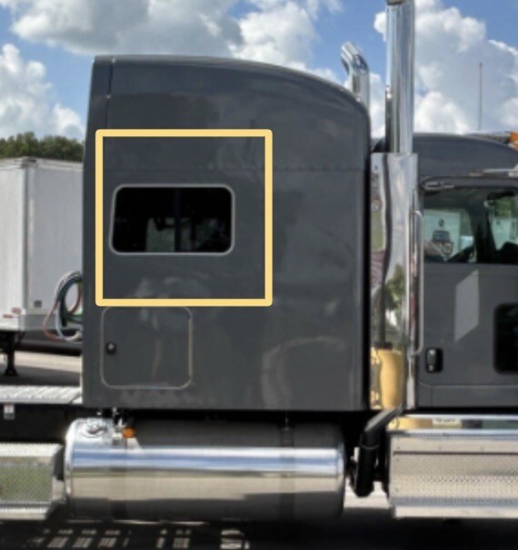 Peterbilt 379-389. Sleeper Window Curtains L+R. Window Covers. Blue