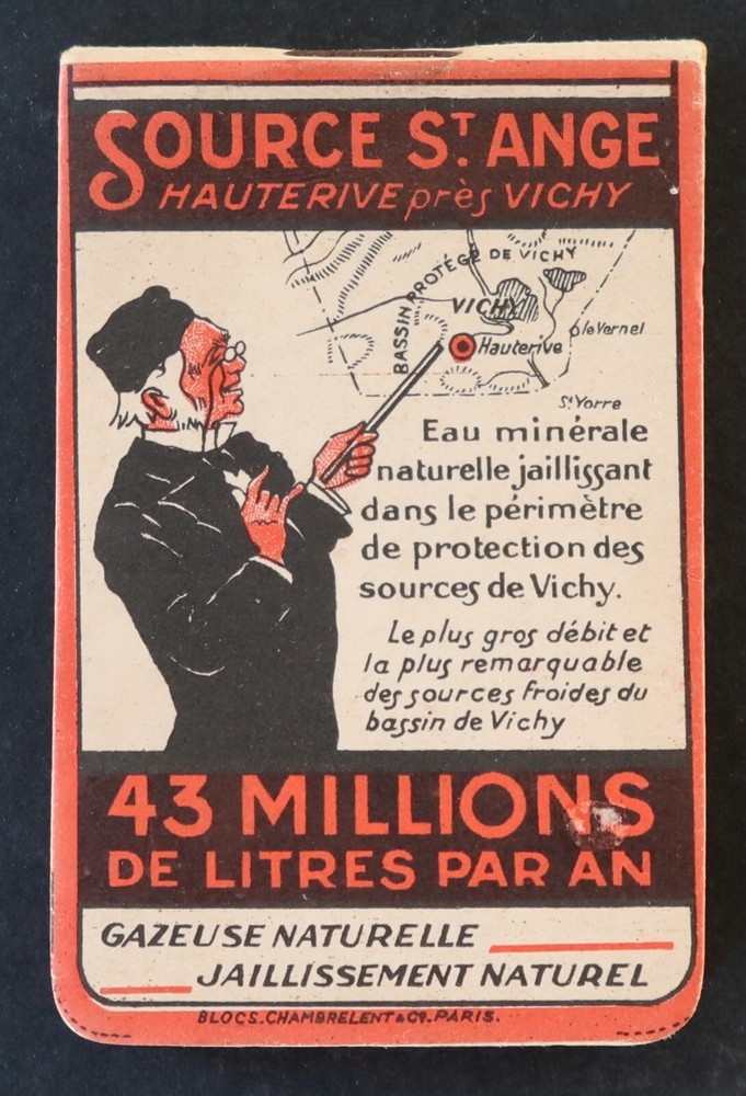 Source St Ange Hauterive Vichy mineral sparkling water advertising notebook