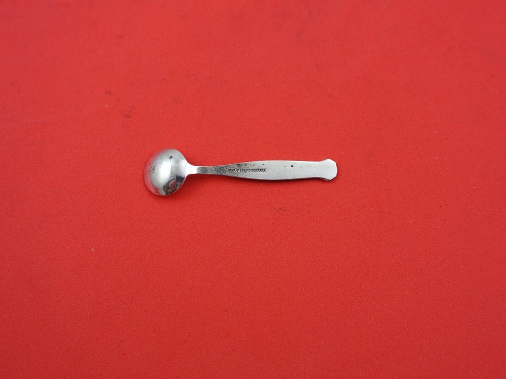 Meka Sterling Silver Salt Spoon red enamel Danish 2 3/8"