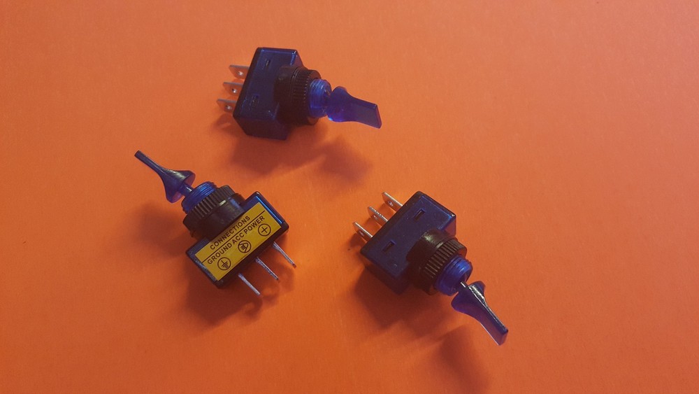 12VDC 20A Two Position ON/OFF SPST Mount Blue Light Toggle Switch - FAST SHIP