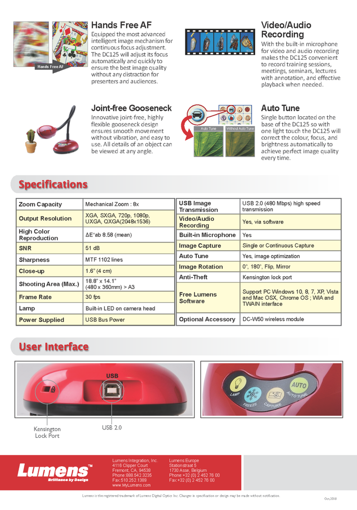 Genuine Lumens DC125 Ladibug Affordable, User Friendly Document Camera, 10Ft USB