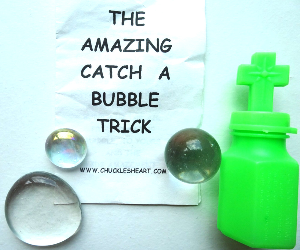 MAGIC The Amazing Catch a bubble Trick W/Instructions, bubble mix,& 3 bubbles