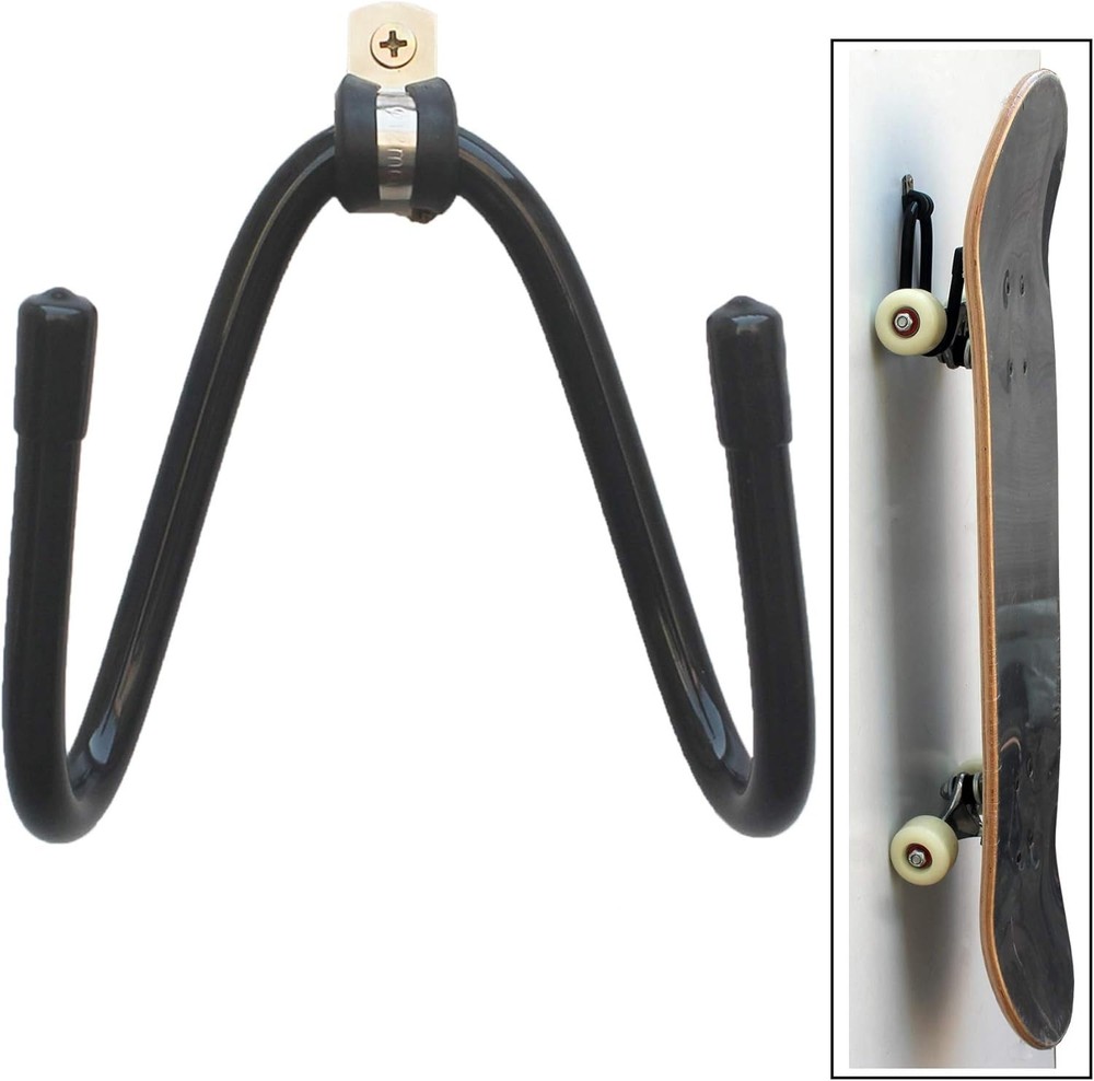Space-Efficient Wall-Mount Skateboard Hanger - Adjustable & Stylish Design