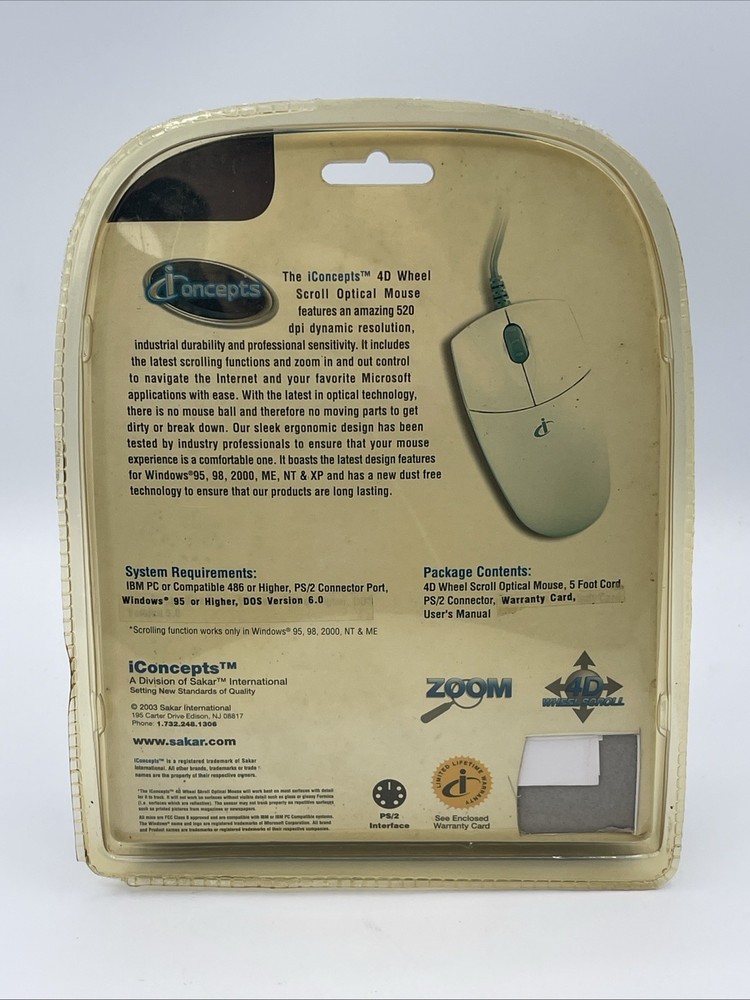 VINTAGE ICONCEPTS 4D INTERNET SCROLL COMPUTER MOUSE NEW IN ORIGINAL BOX