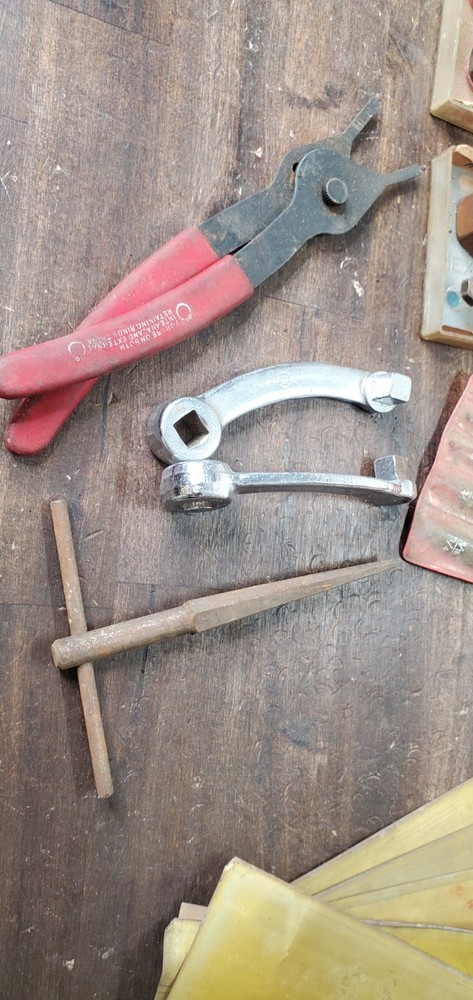 Vintage ACME Tool Box Solid Tap Die Snap Ring Pliers Mixed Red Metal Box READ