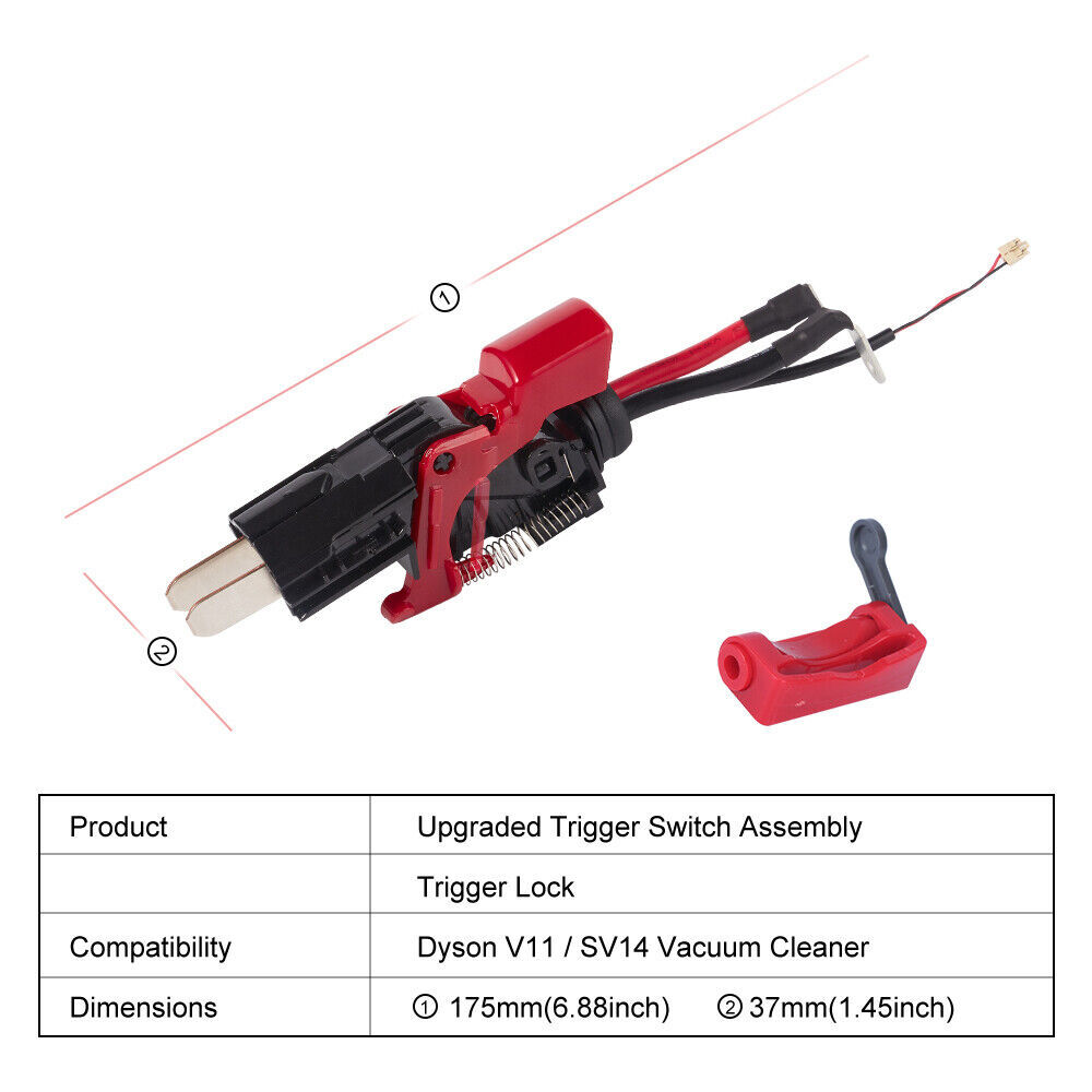 Red Switch Button + Upgraded Trigger Assembly for Dyson V11 SV14 Vacuum Cleaner