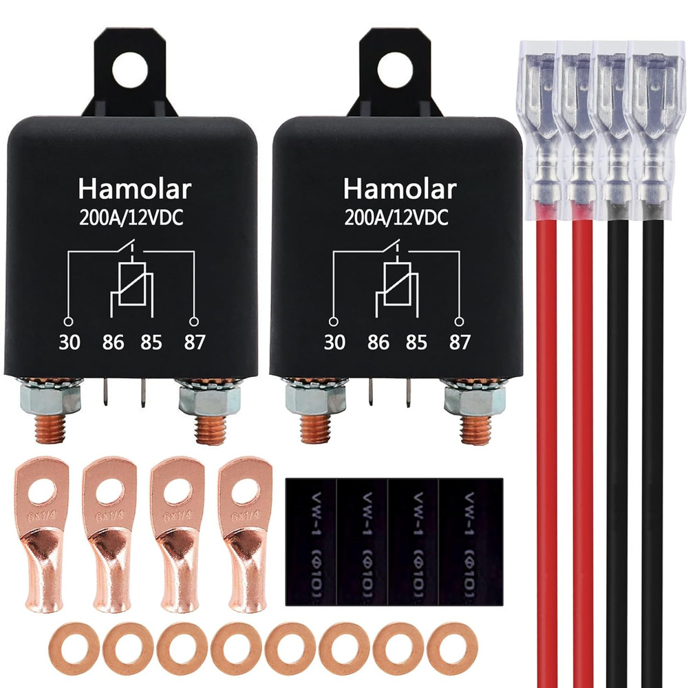 2 Pack 12V 200 Amp Continuous Duty Relay Switch Car Starter Heavy Duty Split Ch