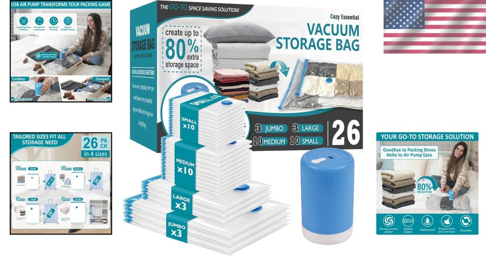 Portable Electric Pump Compression Bags 26 Pack