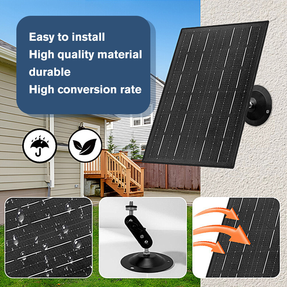 30W 5V Solar Panel USB-C Port 360°Adjustable Mounting for Security Camera
