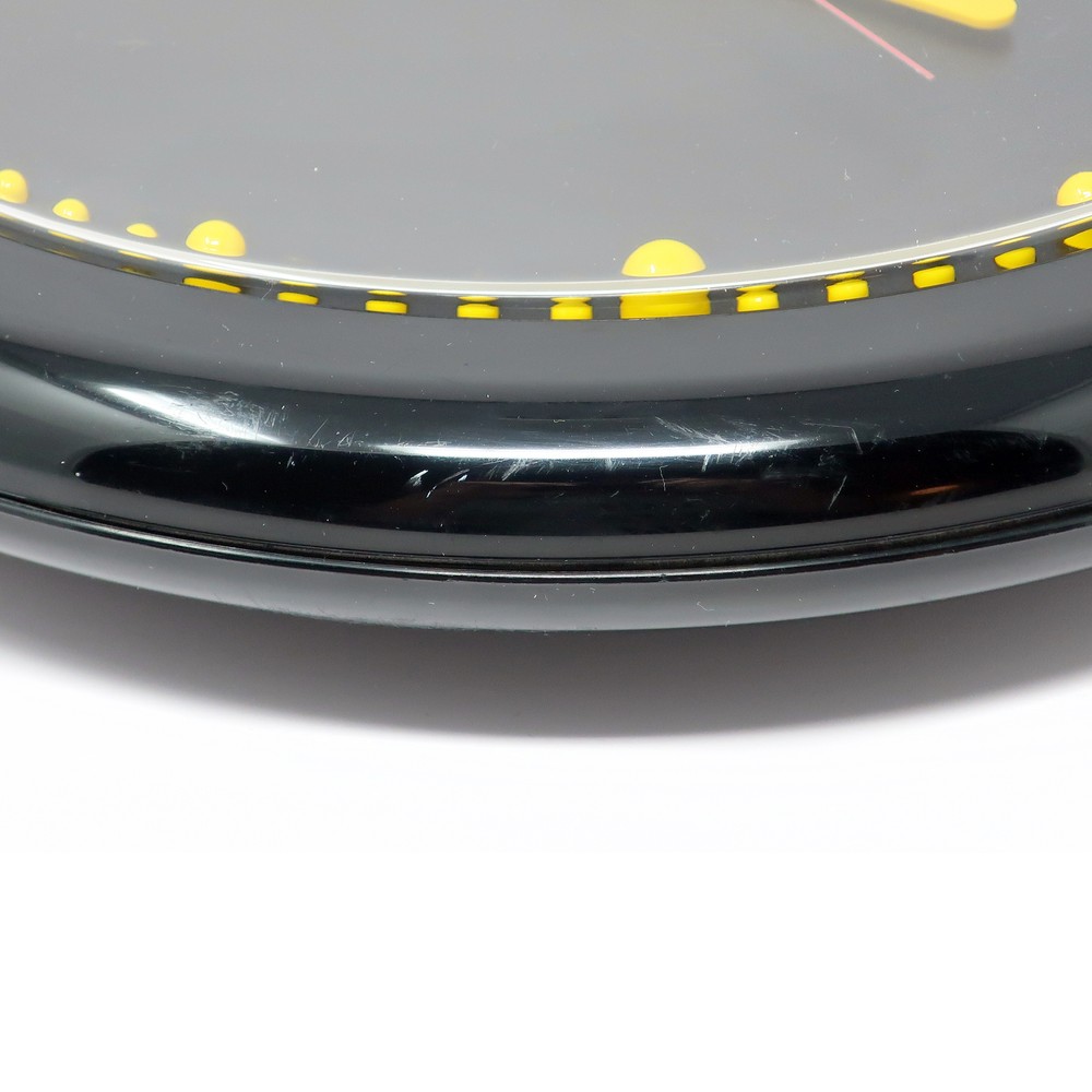 1980s Postmodern Black and Yellow Rexite Zero 980 Wall Clock