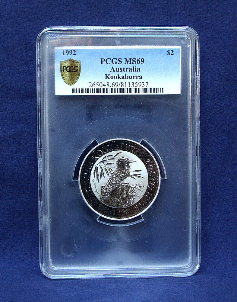 1992 AUSTRALIA KOOKABURRA  2 OZ. PCGS MS69