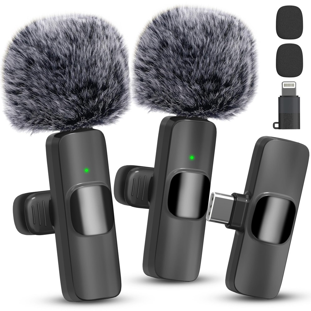 Wireless Microphone for iPhone, Android Wide Compatibility Noise Reduction Cl...