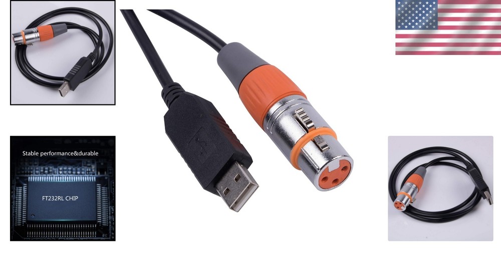 High-Speed USB DMX Interface 6ft Cable - Versatile Lighting Control Solution