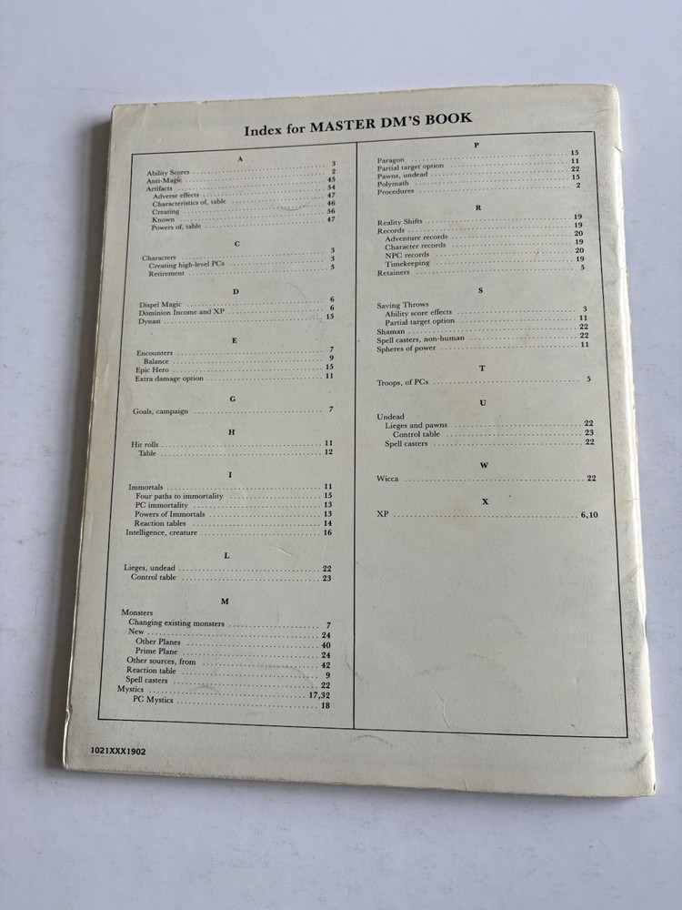 Dungeons and Dragons Master DM Guide TSR 1985