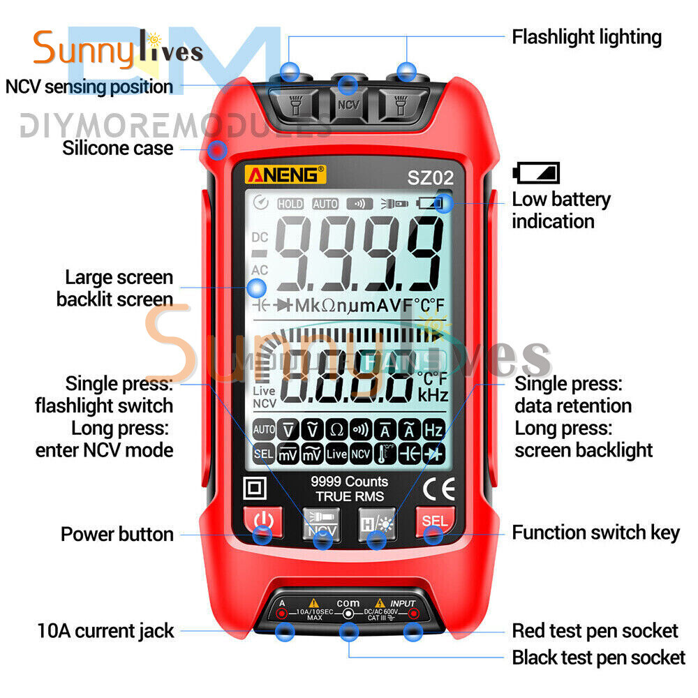Digital Multimeter Voltmeter Resistance Capacitance Temp Transistor Tester Meter