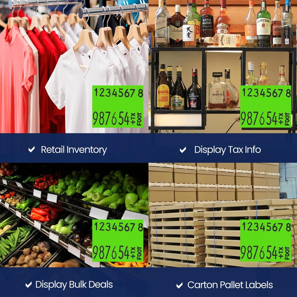 Perco Fluorescent Green Pricing Labels for 1 Sleeve,