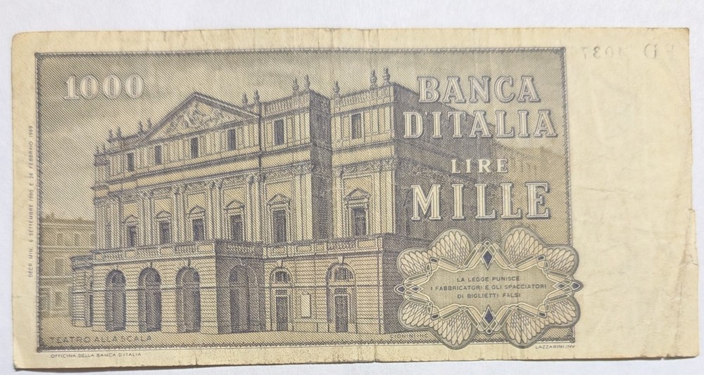 1969 Italy 1000 Lire Note